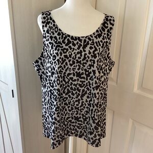 Chico's Black and Gray with Sparkle Leopard Print Tank Top Chico's Sz 3 (XL)